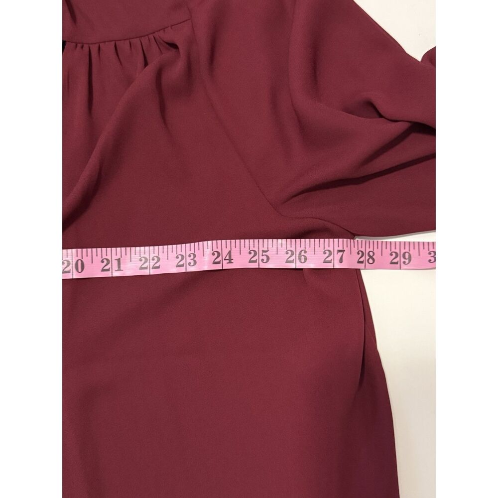 Catherines 2X Blouse Top Floral Velvet Accent Flowy Flared Sleeve Maroon Classic - Picture 9 of 12